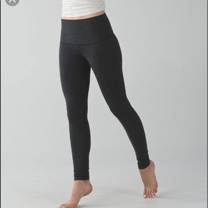 Lululemon High Rise Cotton Wunder Under Leggings Dark Grey